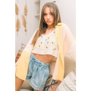 062 New In Yellow Button Up